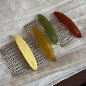 Korean style oval acetate hair side comb set, exquisite shiny fashion hairpin hair accessories.