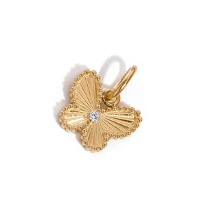 18k vergoldeter schmetterling anhänger halskette charme mit glitzerndem stein eleganter schmuck