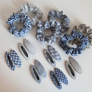 Korean Style Plaid Fabric BB Hair Clips Sweet Oval Irregular Plaid Side Bangs Snap Clips Daily Hair Barrettes For Women
