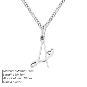 Edelstahl Buchstabe A Anhänger Halskette mit Herz, 38+5cm verstellbare Kette für Damen Schmuck.