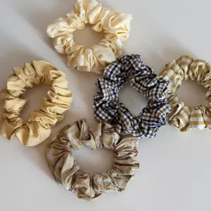 Set di elastici per capelli in tessuto a quadri stile coreano, morbidi elastici di stile.