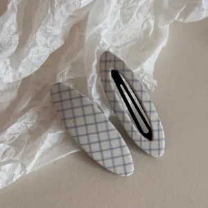 Korean style plaid fabric snap hair clip cute side hairpin for bangs and hair accessories