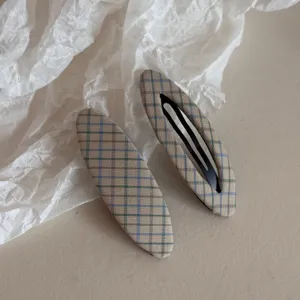 Korean style plaid hair clip cute side BB hair clip accessories for women daily wear 1pc