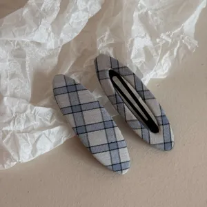 Korean style plaid hair clip cute fabric snap hair barrette for women hair styling accessories