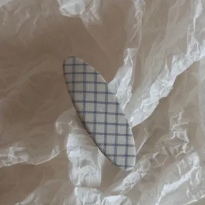 Korean style blue and white plaid fabric snap hair clip, cute side hair accessory daily.