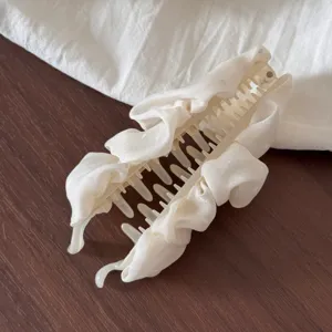 Elegant white fabric wrapped hair claw clip stylish minimalist daily hair accessories for women