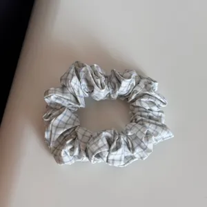 Korean style blue and white plaid hair scrunchie elastic hair band cute hair accessories.