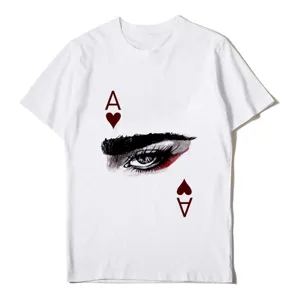 Camiseta blanca de manga corta con estampado de ojo artístico, estilo Harajuku mujer.
