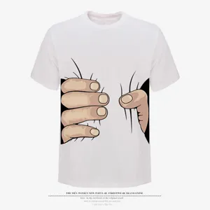 Funny cartoon hand grab graphic short sleeve t-shirt for men and women casual streetwear