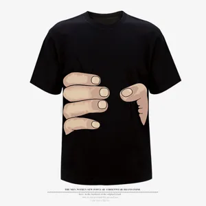 Funny Cartoon Hand Print T-Shirt For Men Women Cotton Short Sleeve Round Neck Casual Graphic Tee Streetwear Oversized Top