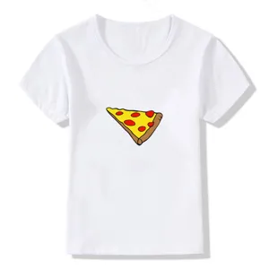 T-shirt manica corta bambini bianca simpatica grafica pizza estate top casual per ragazzi