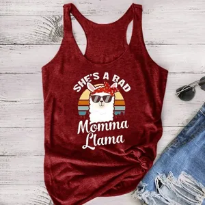 Dames Modal Mouwloze Tank Top Schattige Alpaca Print Ronde Hals Casual Zomer Modal Vest Top Momma Llama Graphic Tee