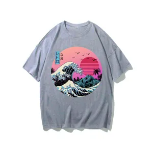 Japanese vaporwave aesthetic graphic t-shirt for men and women, retro wave style casual streetwear top.