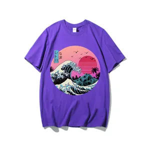 Retro wave Japanese anime graphic t-shirt Harajuku style cotton top for men and women