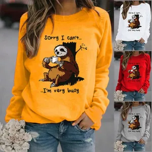 Damen süßer faultier druck langarm rundhals sweatshirt lässiger pullover mit varianten