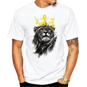 Women Animal Head Print T-Shirt Round Neck Short Sleeve Polyester Graphic Tee Streetwear White Casual Top