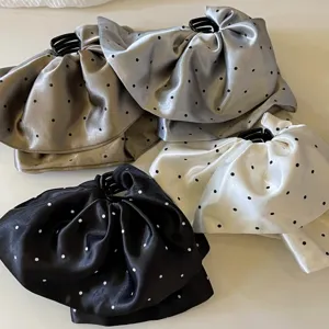 Pince à cheveux en satin à pois français élégante queue de cheval nœud accessoires pour cheveux