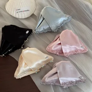 Satin triangle hair claw clip with beaded edge elegant hair accessories for women styling