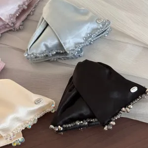 Satin triangular hair claw clip with beaded fringe elegant hair accessory for women styling