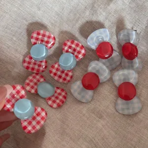 Cute Korean Cartoon Plaid Bow Hair Clip Sweet Resin Hairpin For Girls Daily Styling Sweet Hair Accessories