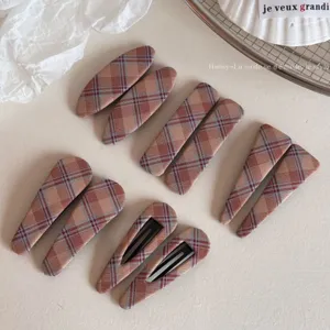 Pinza de Pelo de Tela de Cuadros Retro Coreana Mujeres Moda Dulce Horquilla Elegante Adorno Lateral Accesorios