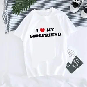 Camiseta blanca informal de manga corta con estampado gráfico de amor divertido para hombres y mujeres