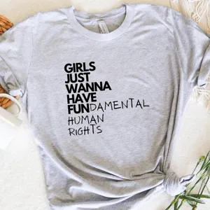 Women Men Short Sleeve T-Shirt Chenille Spandex Casual Slogan Graphic Print Top Girls Fundamental Human Rights Tee Shirt Unisex Summer Clothes
