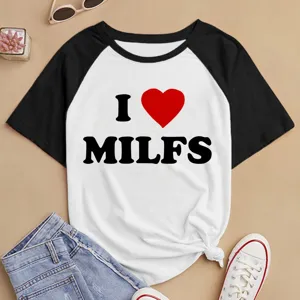 Camiseta informal de manga corta raglán con estampado de letras, top unisex diario.