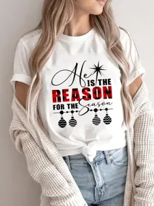 Casual Christmas graphic short sleeve t-shirt for women and men, comfortable holiday top.