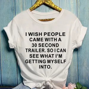 Donna casual t-shirt bianca a maniche corte con stampa lettere e nodo frontale top