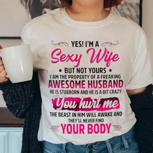 Casual white graphic t-shirt for women featuring funny novelty slogan print for daily wear.