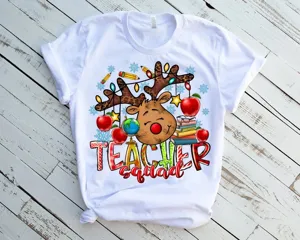 Weihnachten Lehrer Grafik weißes Kurzarm T-Shirt lässiges Oberteil für Pädagogen.