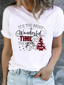 Christmas short sleeve t-shirt for men and women, casual holiday graphic print top.