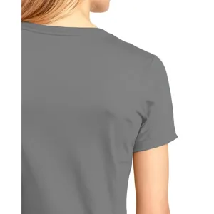 Rückansicht Detail des schlichten grauen Kurzarm T-Shirts, bequeme Alltagsbekleidung.