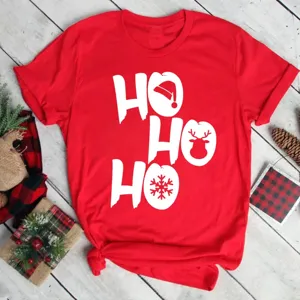 Christmas short sleeve red T-shirt for men and women, festive holiday graphic tee.
