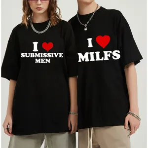 Camiseta Casual Unisex de Manga Corta de Elastano Estampada Cuello Redondo Gráfica Top para Pareja Streetwear Día de San Valentín