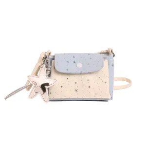 Adorable star pattern crossbody bag in light blue and white, perfect for daily casual out.