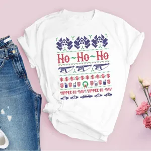 T-shirt à manches courtes graphique de Noël pour hommes et femmes, haut en coton.