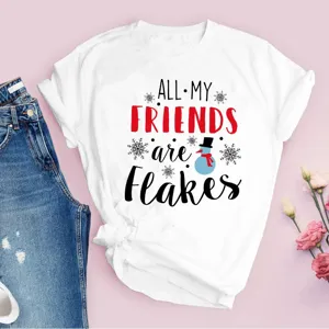 T-shirt imprimé lettres de Noël à manches courtes haut décontracté mode vacances