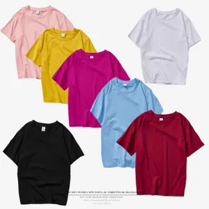 Plain short sleeve crewneck t-shirt for daily wear casual style multi colors top quality