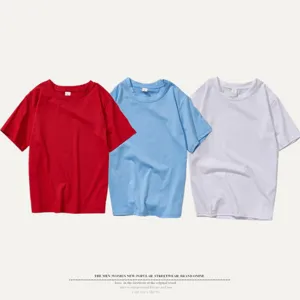 Plain casual crew neck short sleeve t-shirt in red blue and white colors essential basic tee