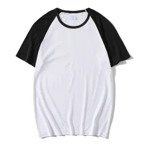 Maglietta manica corta raglan unisex colore contrasto nero bianco collo tondo abbigliamento
