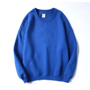 Solid royal blue long sleeve crewneck pullover sweatshirt for casual daily wear.