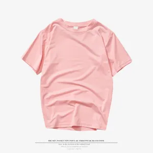 Pink crewneck short sleeve T-shirt for men and women, casual basic daily wear solid tee.