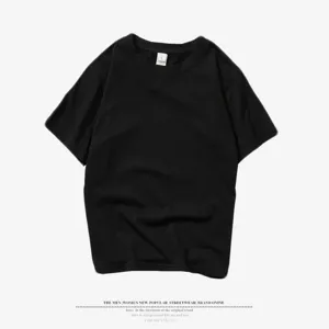 Classic plain black crewneck short sleeve t-shirt for men, comfortable basic casual wear.