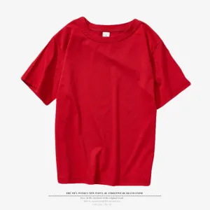 Plain red short sleeve crewneck t-shirt casual basic solid top for custom printing apparel
