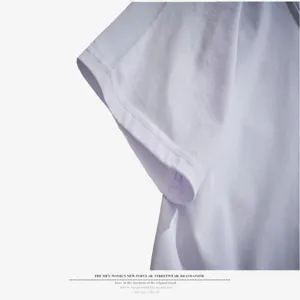 Plain white short sleeve t-shirt detail, comfortable fabric, simple design for daily wear.
