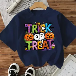 Women Halloween Trick Or Treat Printed T-Shirt Cotton Round Neck Short Sleeve Loose Festive Graphic Top Holiday Party Wear