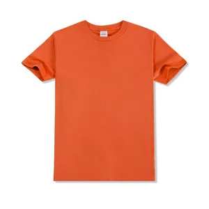 Plain orange crewneck short sleeve t-shirt for men, basic casual cotton tee summer apparel.