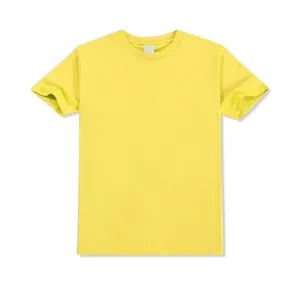 Plain yellow cotton crewneck short sleeve t-shirt for men, comfortable basic blank tee.